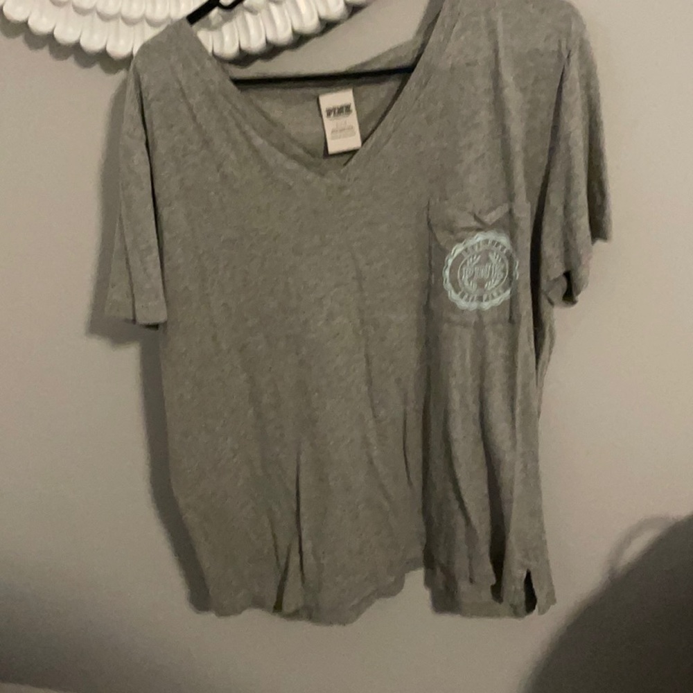 PINK grey v-neck